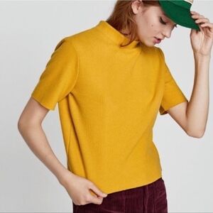 Zara Golden Yellow Short Sleeve Top